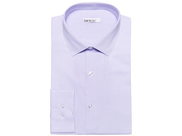 Bar III Men's Max Slim-Fit Textured Dress Shirt Purple Size 14-32-33