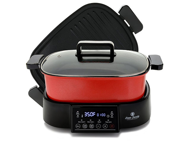 Deen Family 6QT 2-in-1 Multi-Cooker & Grill (Red)