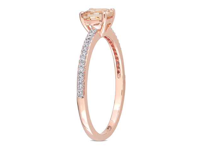 3/5 Carat (ctw) Morganite Ring  in 10K Rose Pink Gold with Diamonds - 9