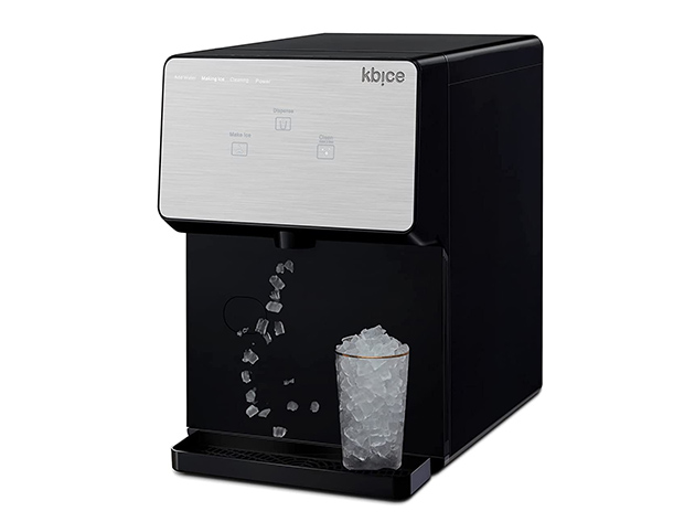 KBICE 2.0 Countertop Nugget Ice Maker with Soft Chewable Ice, 32lbs in 24Hrs, LED Touch Panel, Self-Cleaning Ice Maker with Automatic Dispensing