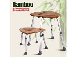 Costway Bamboo Bath Seat Shower Chair Triangular Fanshaped Slip-Resistant Rubber Tip
