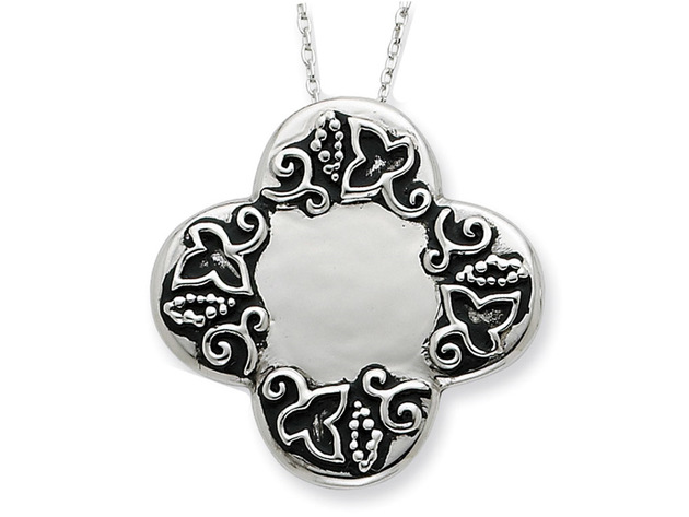 The Dieters Prayer Cross Pendant Necklace in Antiqued Sterling Silver with Chain