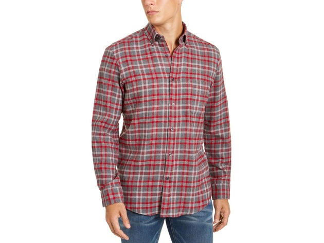 Club Room Men's Flannel Shirt Gray Size Small