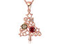 Rainbow Swarovski Large Christmas Tree Necklace in 14K Gold Plating - Rose Gold
