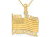 14K Yellow Gold God Bless America Flag Pendant Necklace with Chain