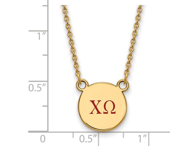 14K Plated Silver Chi Omega Small Enamel Necklace