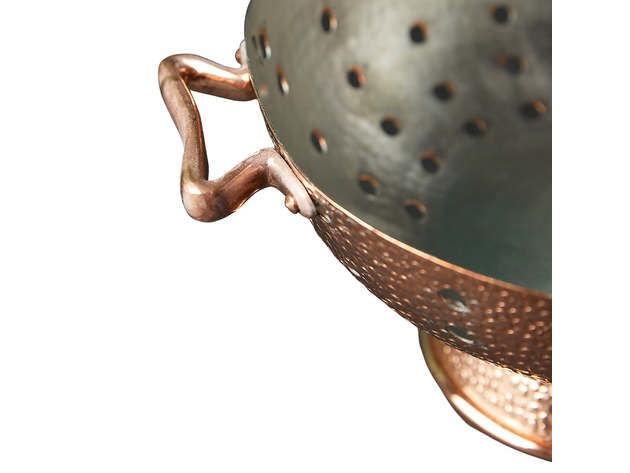Copper Colander 12.5" with Brass Handles 