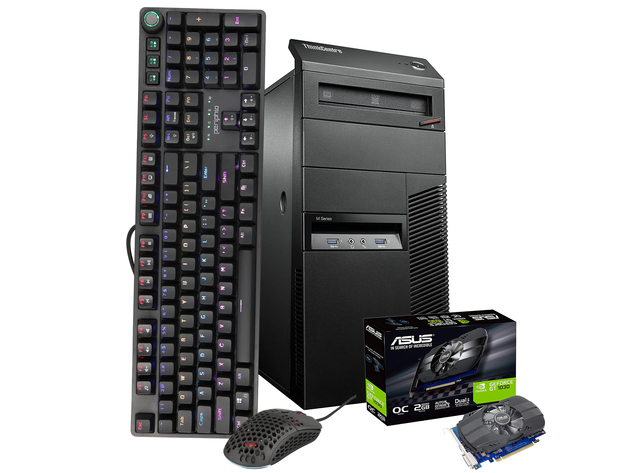 Lenovo Gaming PC Computer 16GB 500GB SSD 2TB Nvidia GT1030 WiFi Windows 10 HDMI PERIPHIO 4-IN-1 Black Keyboard, Mouse + Pad, Headset