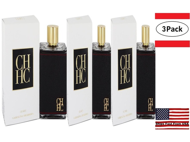 3 Pack CH Carolina Herrera by Carolina Herrera Eau De Toilette Spray 6.8 oz for Men