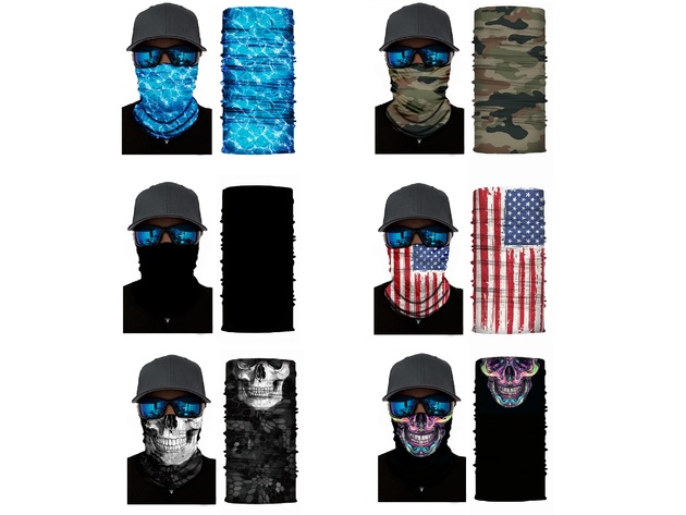 Pack of 8 Qraftsy Motorcycle Face Covering Neck Gaiter with Dust Wind Protection - Camouflage