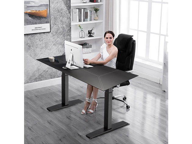 Costway Electric Stand Up Desk Frame Dual Motor Height Adjustable Stand White\Black - Black
