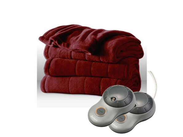 Amazon Com Sunbeam Channeled Microplush Heated Electric Blanket King Garnet Red Home Kitchen