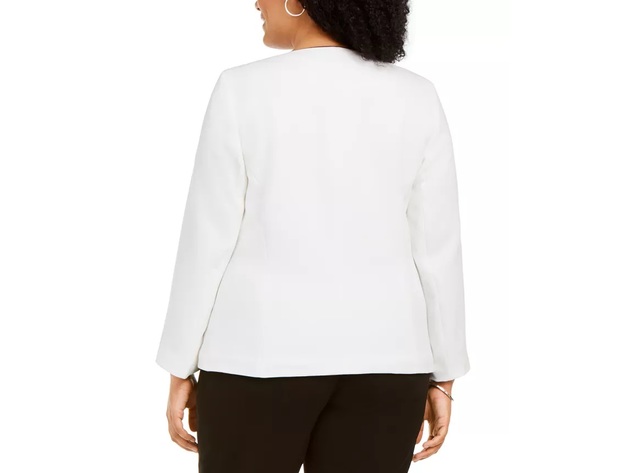 Kasper Women's Plus Size Piped Jacket White Size 18