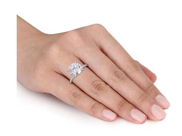 4.00 Carat (ctw) Solitaire Round Synthetic Moissanite Engagement Ring 10K White Gold - 9