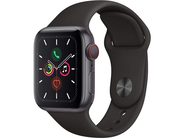 Apple Watch Series 5 40 Millimeters Electrical Space Gray Aluminium Case With Black Sport Band (New Open Box)