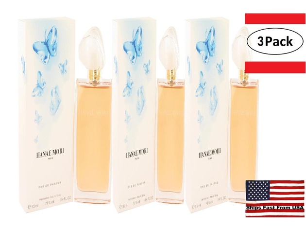 3 Pack HANAE MORI by Hanae Mori Eau De Parfum Spray 3.4 oz for Women