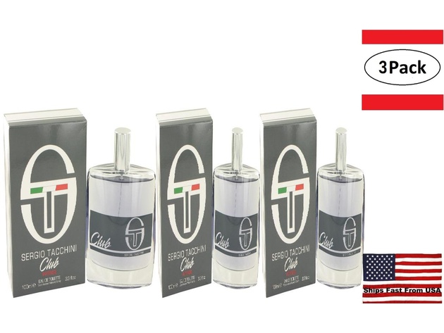 3 Pack Sergio Tacchini Club Intense by Sergio Tacchini Eau De Toilette Spay 3.3 oz for Men