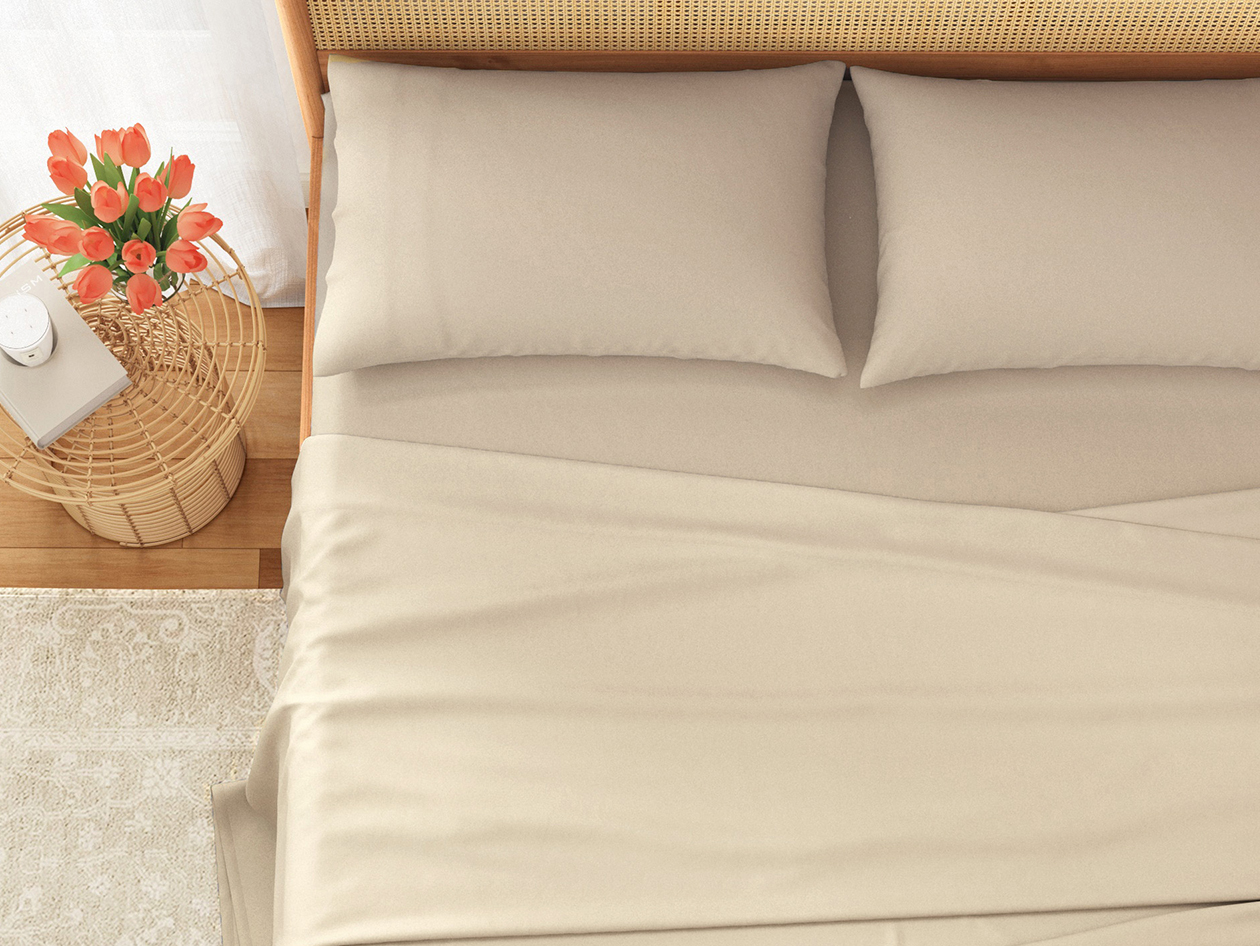 4-Piece Pre-Washed Microfiber Sheet Set (Natural/Full)