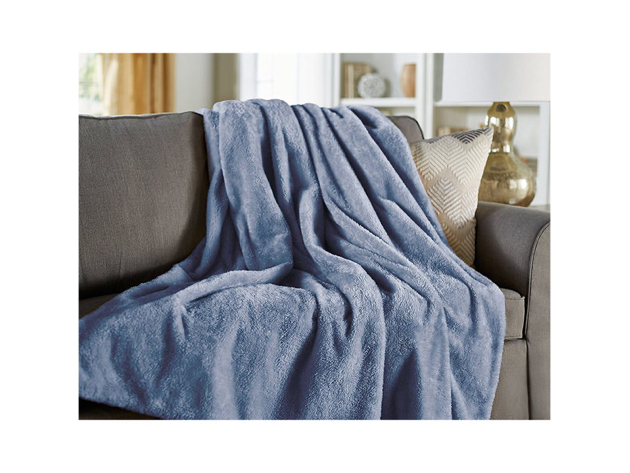 Sunbeam Microplush Electric Heated Warming Oversized Throw Blanket Dusty Blue - Dusty Blue
