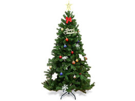 Costway 6Ft PVC Christmas Tree Encryption Hinged Metal Stand Green - Green