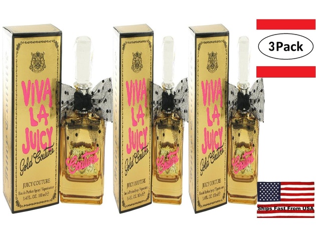 3 Pack Viva La Juicy Gold Couture by Juicy Couture Eau De Parfum Spray 3.4 oz for Women