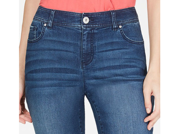 INC International Concepts Women's Double-Ruffle Hem Curvy Ankle Jeans Blue Size 0