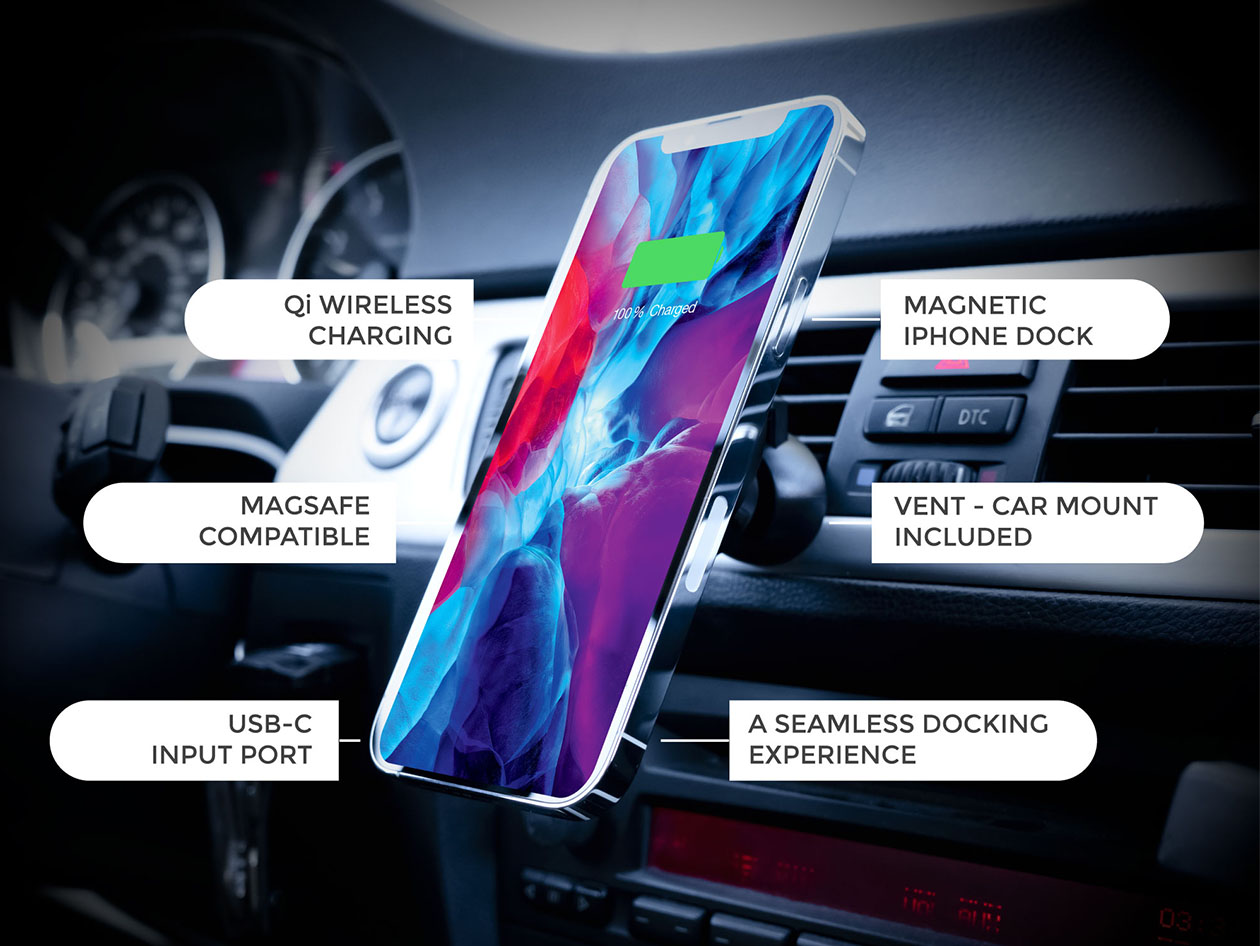 PhoneSuit CarMag Wireless Magnetic Car Vent Mounted Charger
