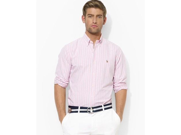 Polo Ralph Lauren Men's Classic Fit Striped Oxford Shirt Pink Size Extra  Large | StackSocial