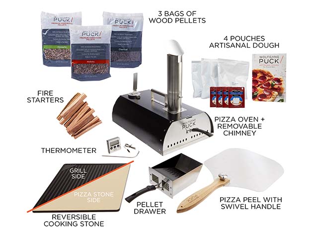 Wolfgang Puck Outdoor Wood Pellet Pizza Oven & Grill (Black/Bundle)