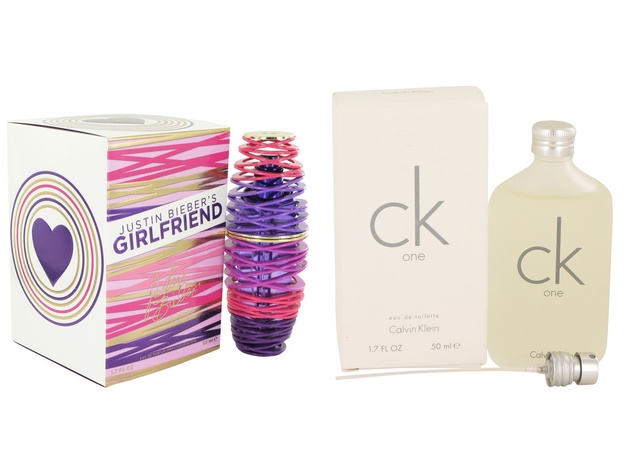 Gift set  Girlfriend by Justin Bieber Eau De Parfum Spray 1.7 oz And  CK ONE EDT Pour/Spray (Unisex) 1.7 oz