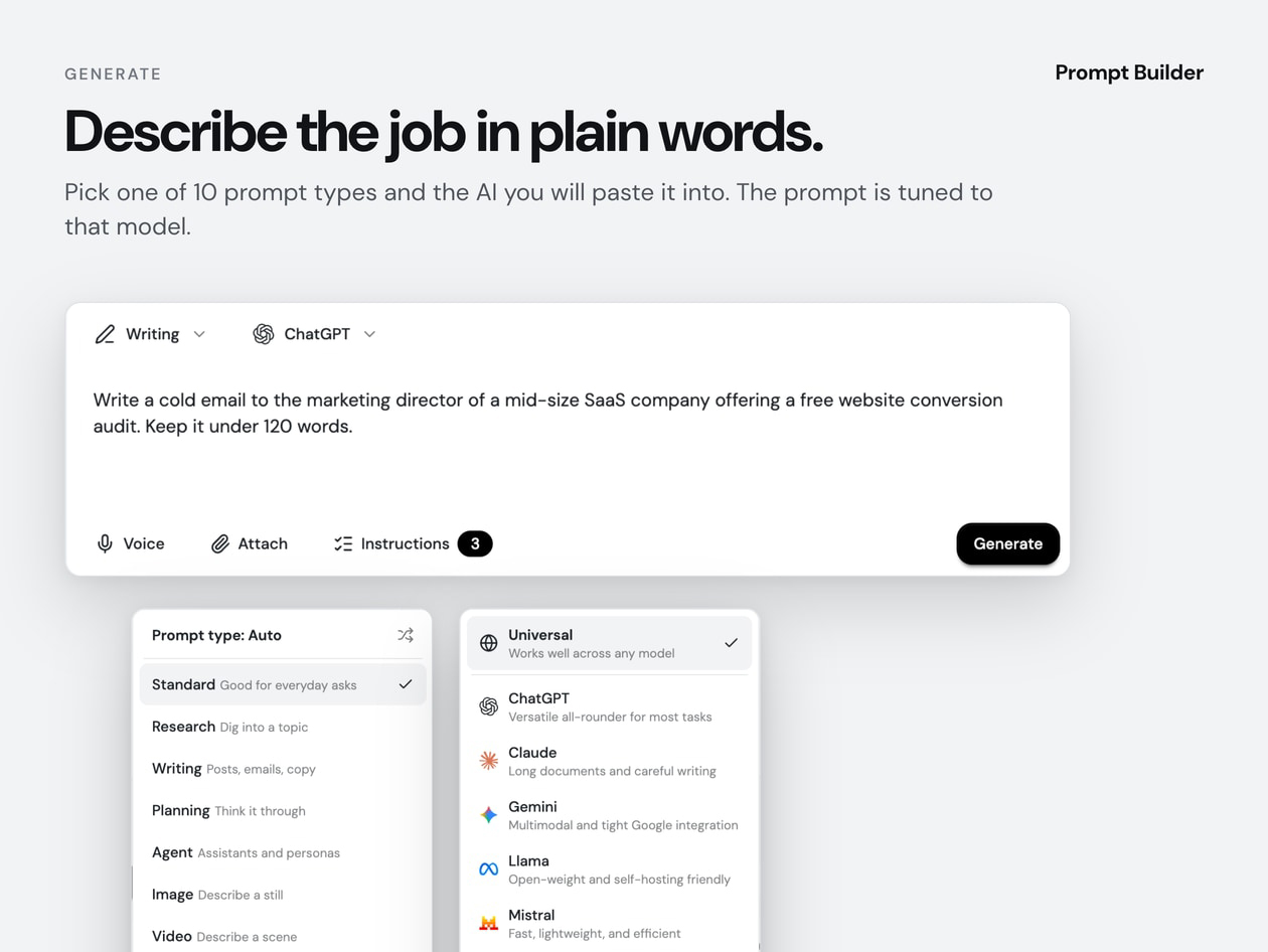 PromptBuilder - AI Prompt Optimizer Pro Plan: Lifetime Subscription