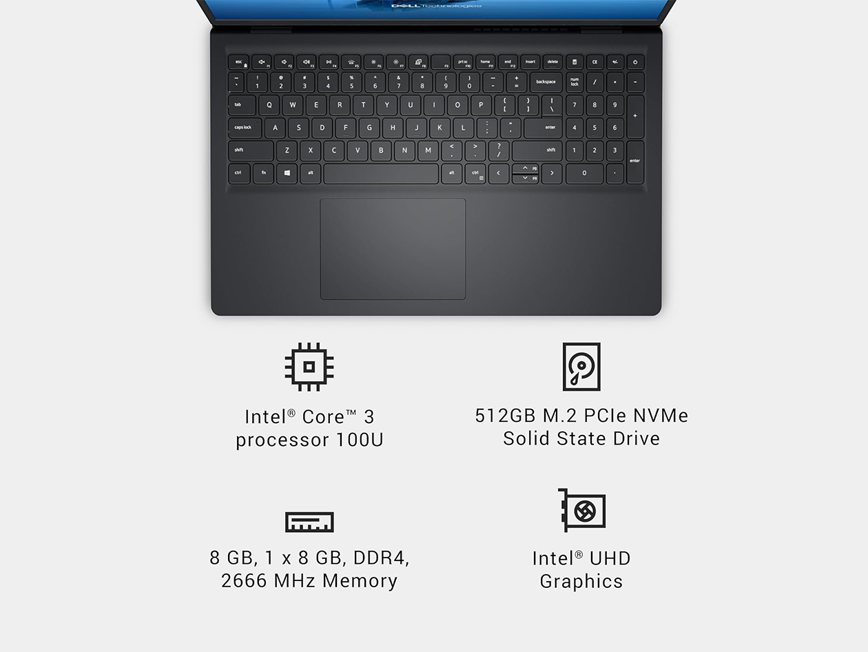 Dell 15 (2024) 15.6" Intel Core 3 8GB RAM 512GB SSD Win 11 Home (Certified Refurbished)