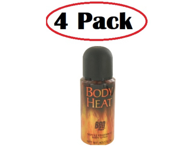 4 Pack of Bod Man Body Heat Sexy X2 by Parfums De Coeur Body Spray 4 oz ...