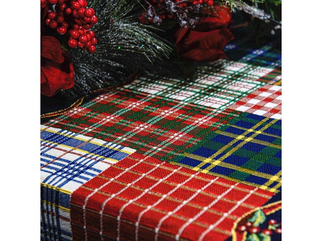 Homvare Christmas Table Full Length Runner for Holiday Dinner, Parties, Home Décor Woven Tapestry 13”x72” - Blue