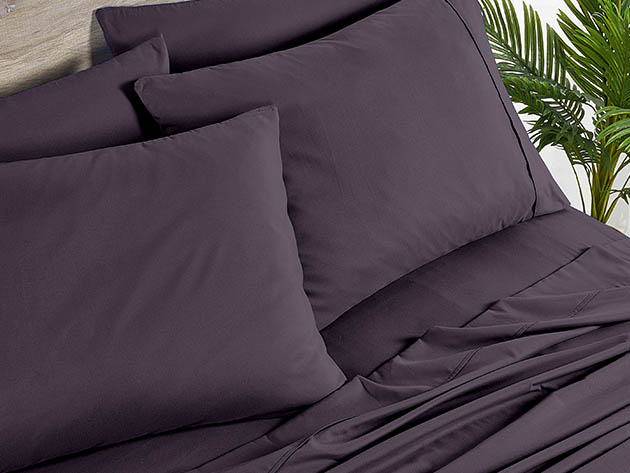 Bamboo 2000 Count 4-Piece Sheet Set with SnugGrip (Purple/Twin)