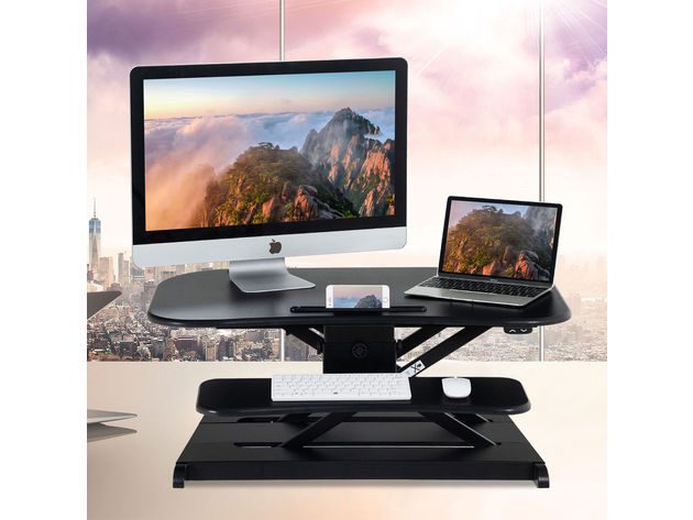 Costway Electric Standing Desk Height Adjustable Tabletop Sit To Stand Riser Monitor New
