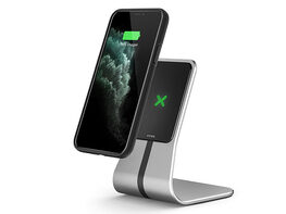 Home & Office Kit: Qi Charging Desk Stand (Silver) + iPhone Case