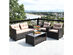 Costway 4 Piece Outdoor Rattan Furniture Set Cushioned Sofa Armrest Table