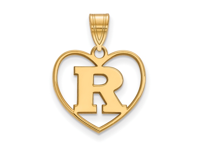 14k Gold Plated Silver Rutgers Initial R Heart Pendant