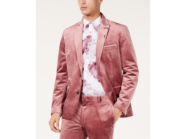 INC International Concepts Men's Slim-Fit Velvet Blazer Pink Size Medium