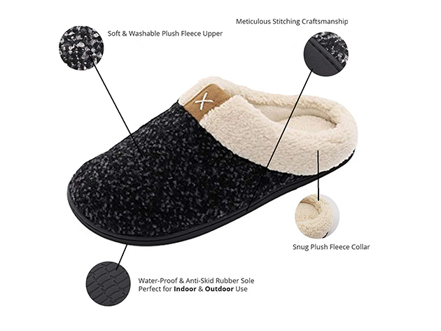 Toasty Trotters Unisex Slippers (Ebony Black/Large)