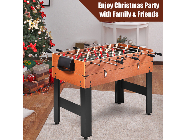 Costway 3-In-1 48'' Multi Game Table w/Billiards Soccer and Side Hockey for Party and Family Night - Natural/Green