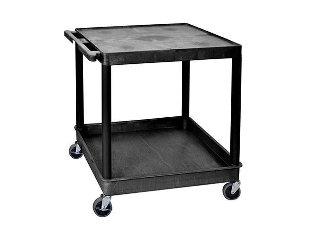 Offex 35"H Multipurpose Large Flat Top & Tub Bottom Shelf Cart, Black
