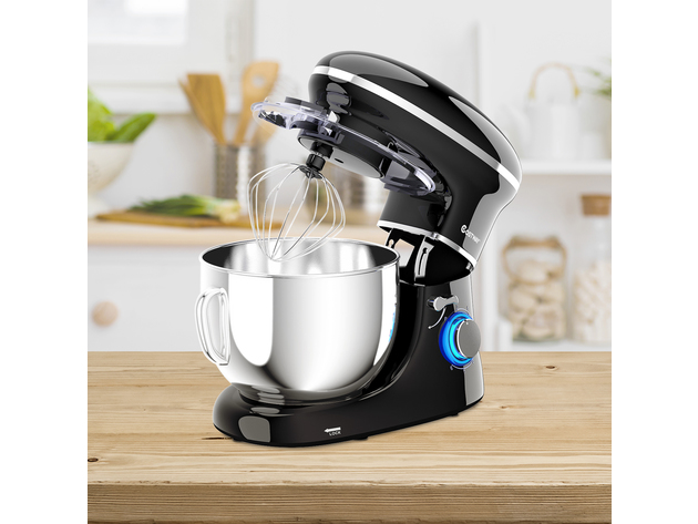 Costway 6.3 Quart Tilt-Head Food Stand Mixer 6 Speed 660W w/Dough Hook, Whisk Black