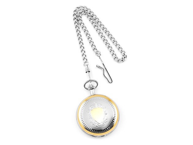 Charles Hubert Gold Finish Brass 2-tone Skeleton Dial Pocket Watch