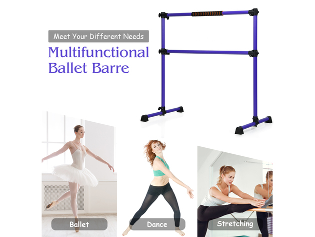 Goplus Portable Ballet Barre 4ft Freestanding Adjustable Double Dance Bar  Purple