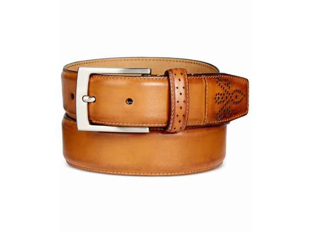 Tasso Elba Mens Feather Edge Belt Beige Size 34 Regular