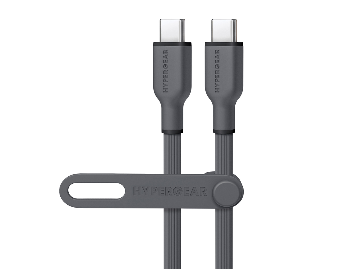 Flexi Pro USB-C to USB-C Soft-Touch Silicone Fast Charge Cable (10ft/Gray)