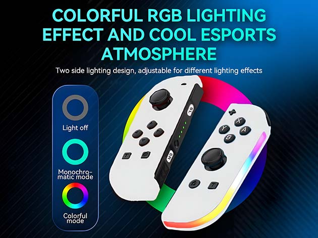 Wireless Controllers for Nintendo Switch with RGB Lights (White)