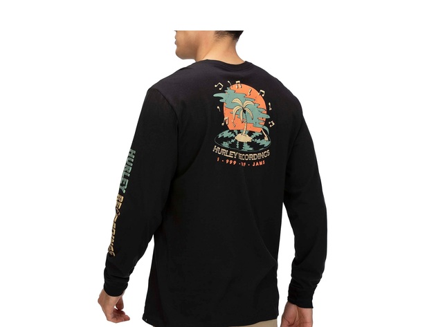 Hurley Men's Record Palms Long Sleeve T-Shirt Black Size XX-Large